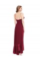 Outlet Soft Chiffon Burgundy Sleeveless Spaghetti Straps Low Back Maxi Evening Dress UK