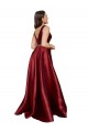 Outlet Satin Burgundy Sleeveless V-Neck V-Back Plus Size Evening Dress UK