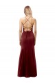 Outlet Stretch Crepe Burgundy Gold Sleeveless Mermaid Open Back Wedding Party Dress UK