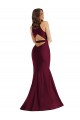 Outlet Silky Satin Burgundy Sleeveless Mermaid Open Back Sexy Plus Size Evening Dress UK