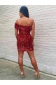 Outlet Velvet Sequin Burgundy Sleeveless Sheath Homecoming Dress UK