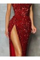 Outlet Velvet Sequin Burgundy Sleeveless Sheath Strapless Evening Dress UK