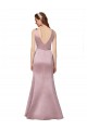 Outlet Satin Burgundy Sleeveless Sheath V-Back Evening Dress UK