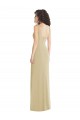 Outlet Stretch Crepe Champagne Sleeveless Trumpet Low Back Evening Dress UK