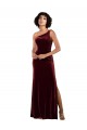 Outlet Stretch Velvet Burgundy Sleeveless Column Sexy Evening Dress UK