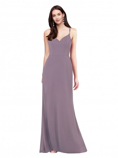 Outlet Soft Chiffon Dark Lavender Sleeveless Column Open Back Evening Dress UK