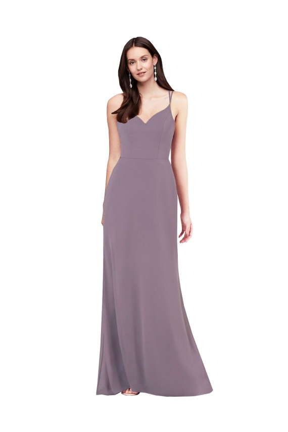 Outlet Soft Chiffon Dark Lavender Sleeveless Column Open Back Evening Dress UK