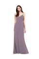 Outlet Soft Chiffon Dark Lavender Sleeveless Column Open Back Evening Dress UK