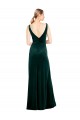 Outlet Stretch Velvet Dark Green Sleeveless A-Line V-Back Sexy Evening Dress UK