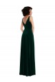 Outlet Stretch Velvet Dark Green Sleeveless A-Line V-Back Maxi Evening Dress UK