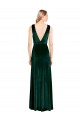 Outlet Stretch Velvet Dark Green Sleeveless A-Line V-Back Wedding Party Dress UK