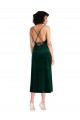 Outlet Stretch Velvet Dark Green Sleeveless Sheath Open Back Maxi Evening Dress UK