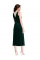 Outlet Stretch Velvet Dark Green Sleeveless Sheath V-Back Maxi Evening Dress UK