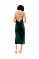 Outlet Stretch Velvet Dark Green Sleeveless Sheath Open Back Evening Dress UK