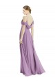 Outlet Soft Chiffon Dark Lavender Sleeveless A-Line Low Back Maxi Evening Dress UK