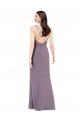 Outlet Soft Chiffon Dark Lavender Sleeveless Column Open Back Evening Dress UK
