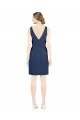 Outlet Satin Dark Navy Sleeveless V-Neck Open Back Evening Dress UK