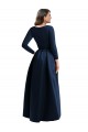 Outlet Spandex Dark Navy Long Sleeves Ball Dress Plus Size Evening Dress UK