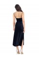 Outlet Stretch Velvet Dark Navy Sleeveless Column Low Back Evening Dress UK