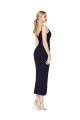 Outlet Stretch Crepe Dark Navy Sleeveless Mermaid V-Back Evening Dress UK