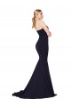 Outlet Stretch Crepe Dark Navy Sleeveless Mermaid Bridal Party Dress UK