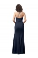 Outlet Stretch Crepe Dark Navy Sleeveless Sheath Open Back Evening Dress UK