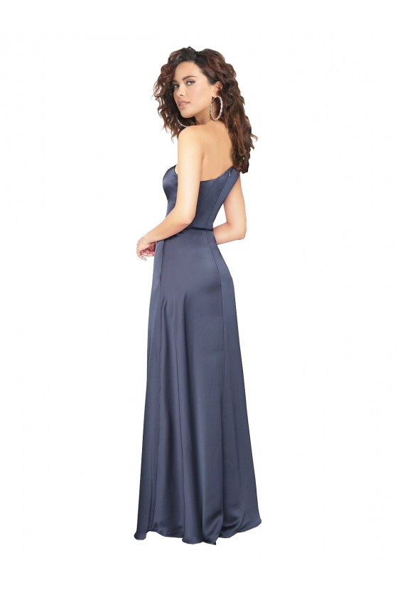 Outlet Silky Satin Dusk Sleeveless A-Line Evening Dress UK