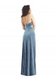 Outlet Stretch Velvet Dusty Blue Sleeveless Sheath Low Back Maxi Evening Dress UK