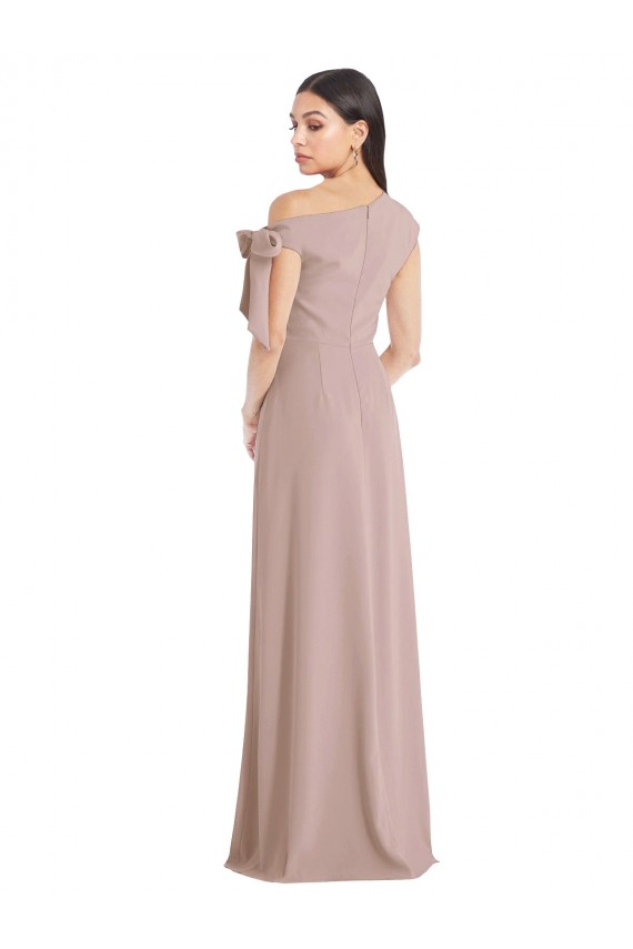 Outlet Stretch Crepe Dusty Pink Sleeveless A-Line Evening Dress UK