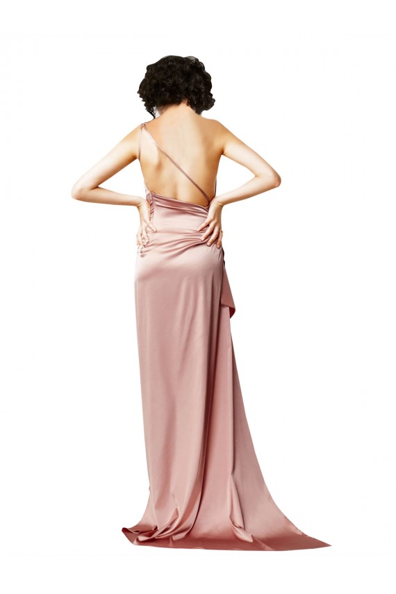 Outlet Silky Satin Dusty Pink Sleeveless A-Line Open Back Sexy Evening Dress UK