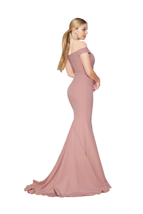 Outlet Stretch Crepe Dusty Pink Sleeveless Mermaid Evening Dress UK