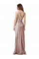 Outlet Stretch Satin Dusty Pink Sleeveless Sheath Open Back Evening Dress UK