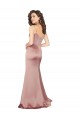 Outlet Silky Satin Dusty Pink Sleeveless Sheath V-Back Evening Dress UK