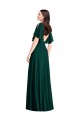 Outlet Soft Chiffon Ever Green Bell Sleeves A-Line V-Back Maxi Evening Dress UK