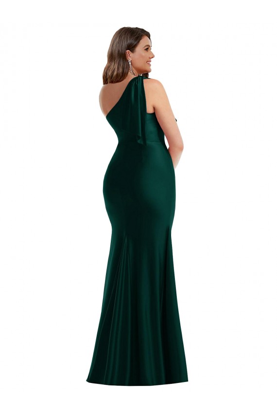 Outlet Silky Satin Ever Green Sleeveless Mermaid Plus Size Evening Dress UK