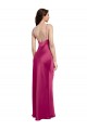 Outlet Stretch Satin Fuchsia Sleeveless A-Line Low Back Sexy Evening Dress UK