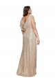 Outlet Sequin Gold Sleeveless A-Line Sexy Plus Size Evening Dress UK