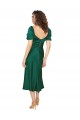 Outlet Silky Satin Hunter Short Sleeves A-Line Low Back Evening Dress UK