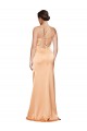 Outlet Stretch Satin Light Copper Sleeveless Sheath Open Back Evening Dress UK