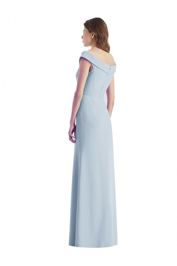 Outlet Stretch Crepe Light Sky Blue Sleeveless A-Line Semi Formal Evening Dress UK