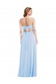 Outlet Soft Chiffon Light Sky Blue Sleeveless A-Line Maxi Evening Dresses UK