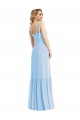 Outlet Soft Chiffon Light Sky Blue Sleeveless A-Line Maxi Bridal Party Dress UK