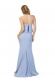 Outlet Stretch Crepe Light Sky Blue Sleeveless A-Line Low Back Evening Dress UK