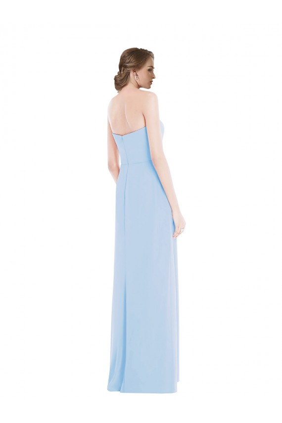 Outlet Soft Chiffon Light Sky Blue Sleeveless A-Line Evening Maxi Dress UK