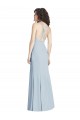 Outlet Stretch Crepe Light Sky Blue Sleeveless Trumpet Open Back Semi Formal Evening Dress UK