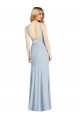 Outlet Stretch Crepe Light Sky Blue Sleeveless Trumpet Open Back Sexy Evening Dress UK