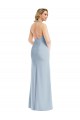 Outlet Stretch Crepe Light Sky Blue Sleeveless Trumpet Open Back Semi Formal Evening Gown UK