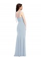 Outlet Stretch Crepe Light Sky Blue Sleeveless Trumpet Low Back Semi Formal Evening Dresses UK