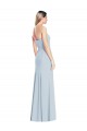 Outlet Stretch Crepe Light Sky Blue Sleeveless Trumpet Low Back Evening Dress UK