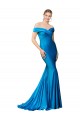 Outlet Satin Peacock Blue Sleeveless Mermaid Evening Dress UK